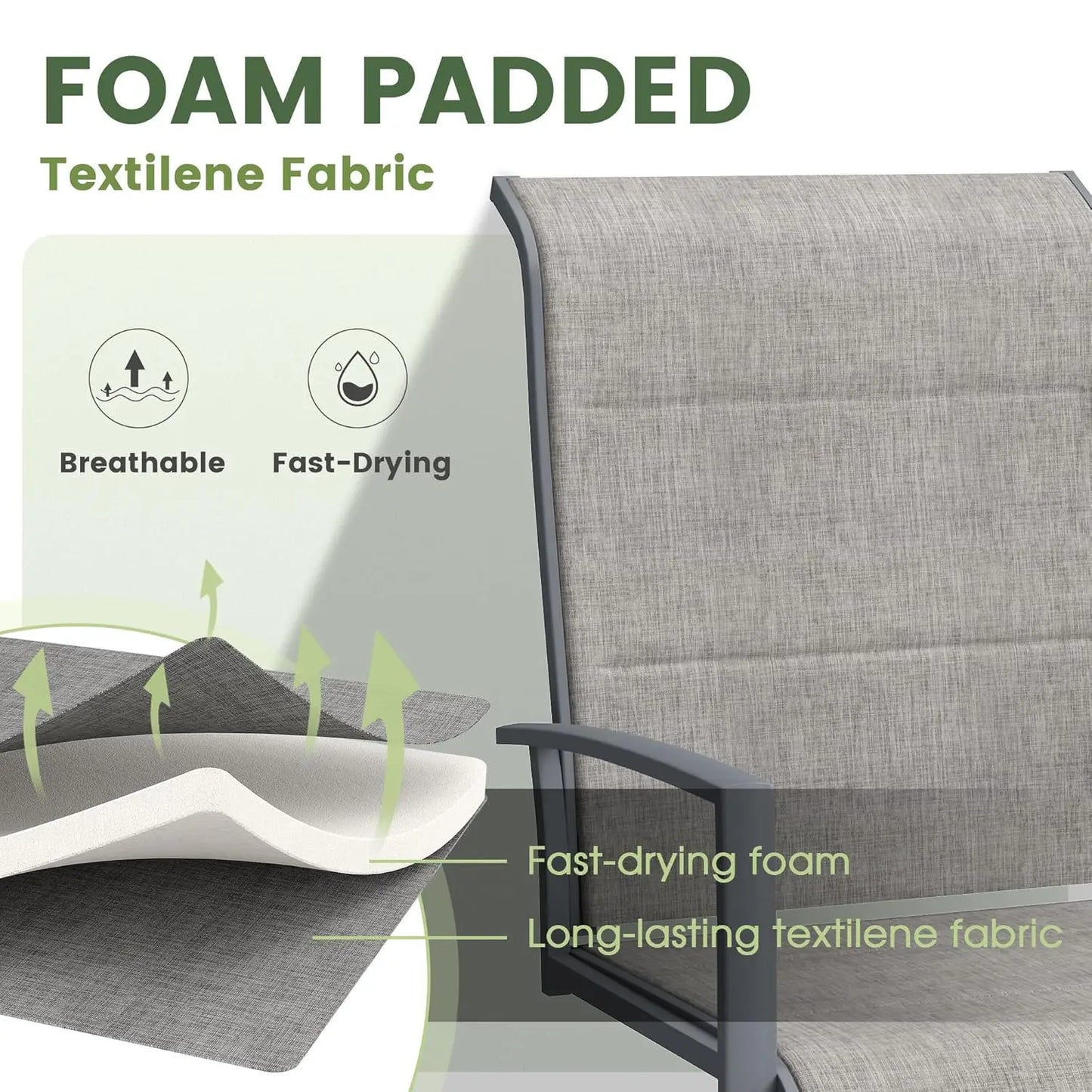 Outdoor Dining Set for 6, 50" Outdoor Dining Table with Umbrella Hole and Padded Textilene Patio Swivel Chairs, 7, Customized