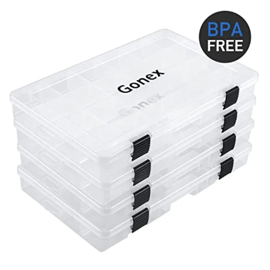 Fishing Tackle Boxes, 3600 3700 Tackle Trays with Adjustable Dividers, Clear Plastic Tackle Box Organizer Storage for Fishing L