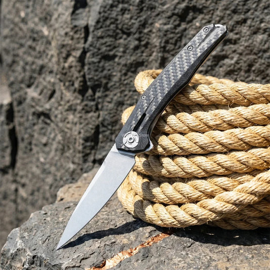 ZT 0707 Lightweight Outdoor Tactical Folding Knife Premium D2 Steel Blade Carbon Fiber Handle EDC Camping Hunting Essential Tool
