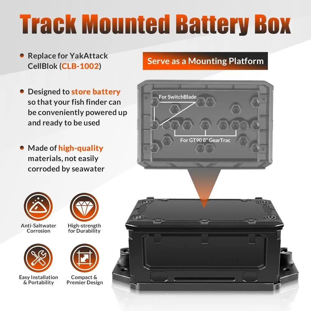 Track Mounted Battery Box for Fish Finders, Replace for YakAttack CellBlok (CLB-1002), Compatible with YakAttack Switchblade Tra