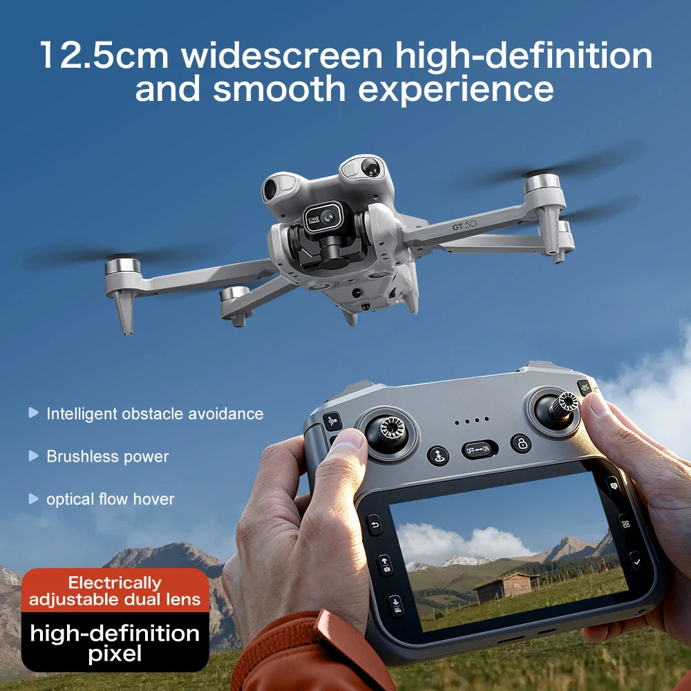 GT50 8K GPS Drone with Dual Camera - 3-Sided Obstacle Avoidance, WiFi FPV Aerial Photography Quadcopter for Adults