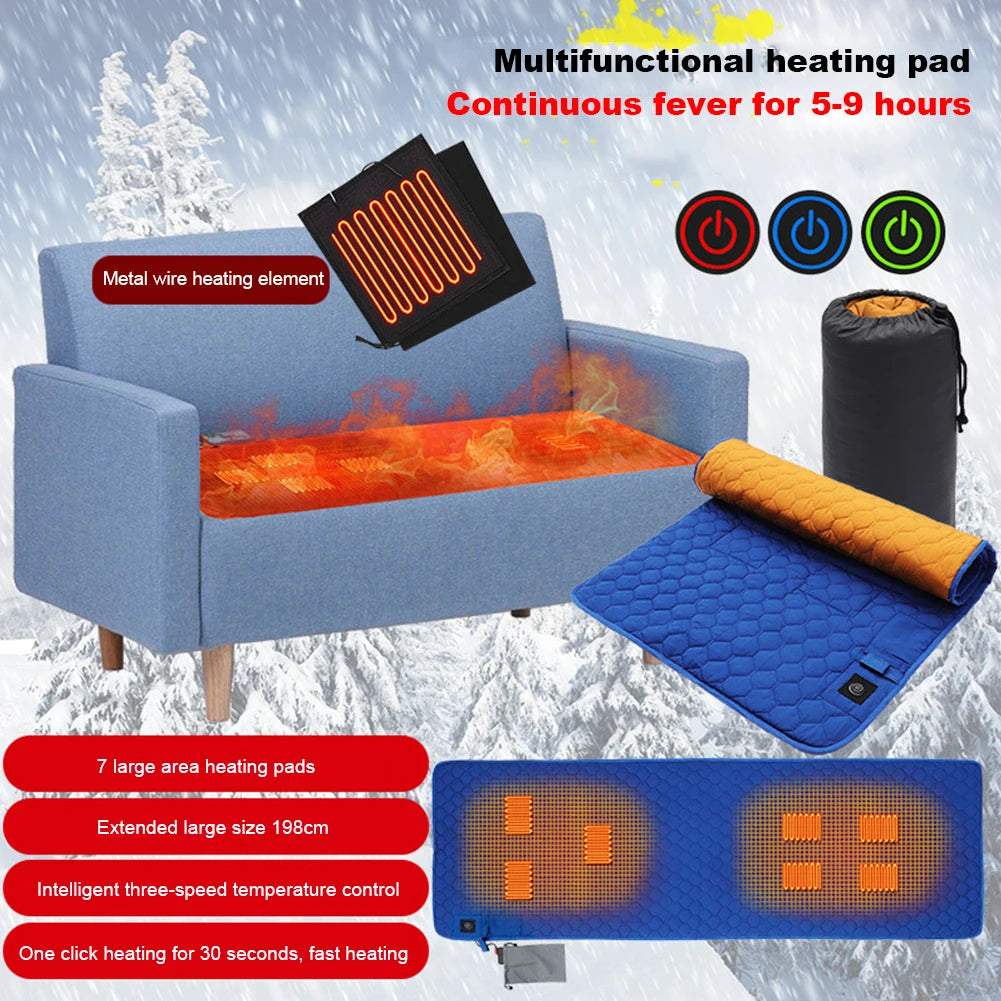7 Zones Winter Sleeping Pad 38 To 65℃ 3 Gear Camping Sleeping Mattress USB Powered for Outdoor Camping Hiking