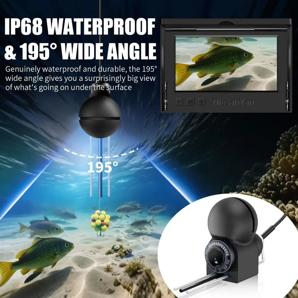 1080P HD Underwater Fishing Cam with 12 IR Lights, 8000mAh Battery, Waterproof Fish Finder, 100ft Cable