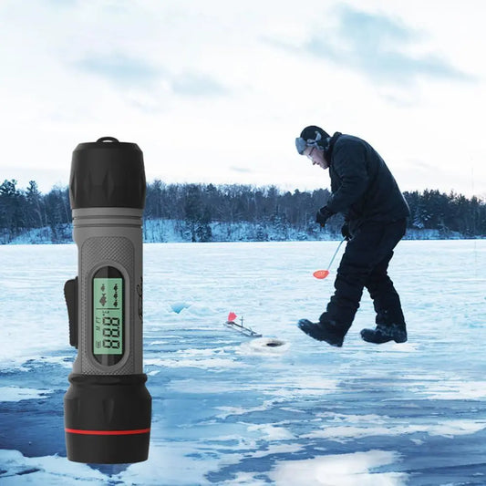 Fish Depth Finder Handheld Fish Finder Waterproof Sonar Fish Finder for Ice Fishing, Black