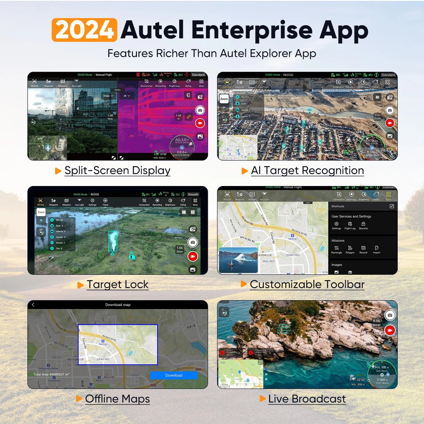 Autel Robotics Drone EVO Lite 6K Enterprise 6K 1'' CMOS  Camera F2.8~F11 Aperture 16x Digital Zoom 40Mints AI Target Recognition