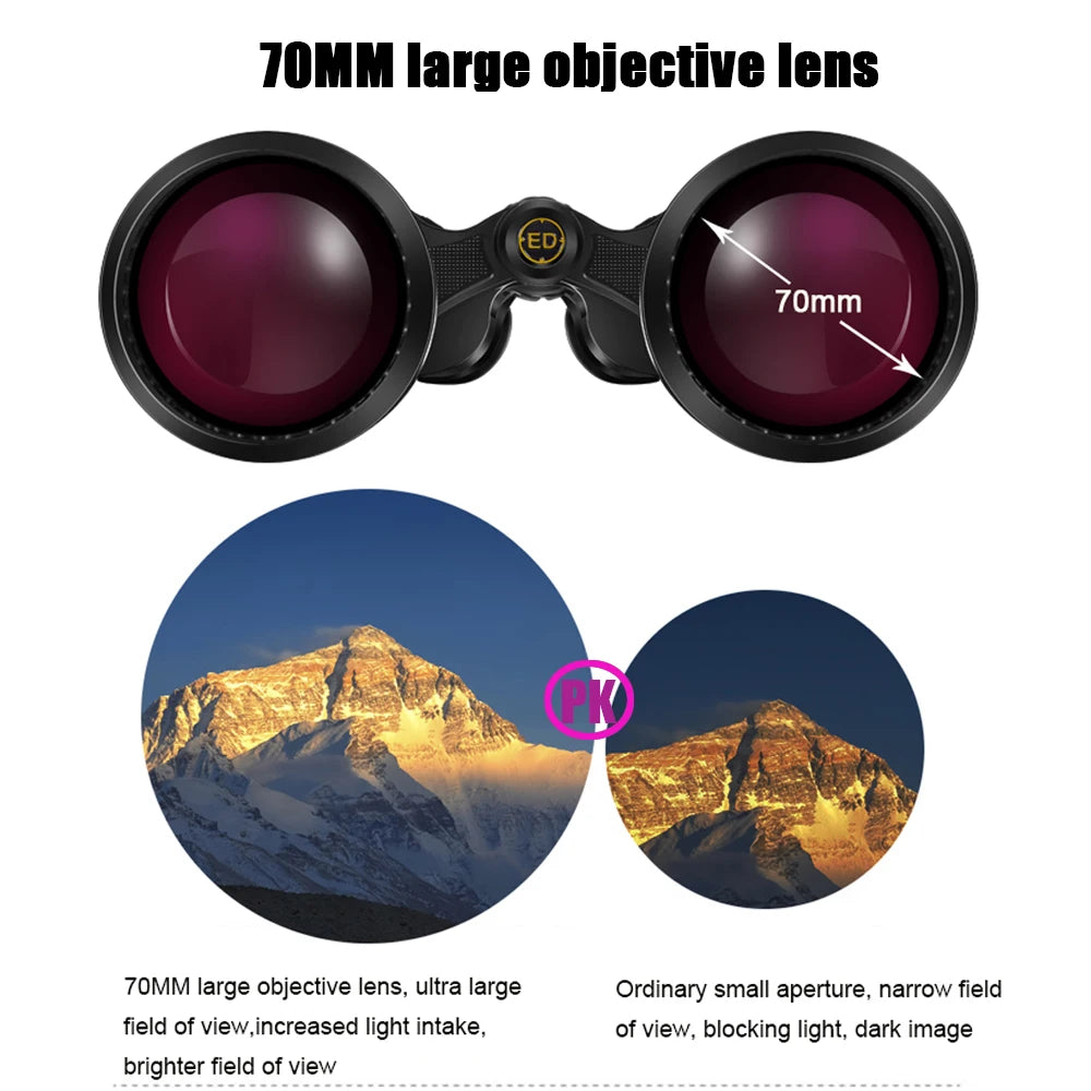 BORWOLF Large Objective lens 25-75X70 Binoculars  FMC Optical  High Power Hunting Birdwatching Telescope
