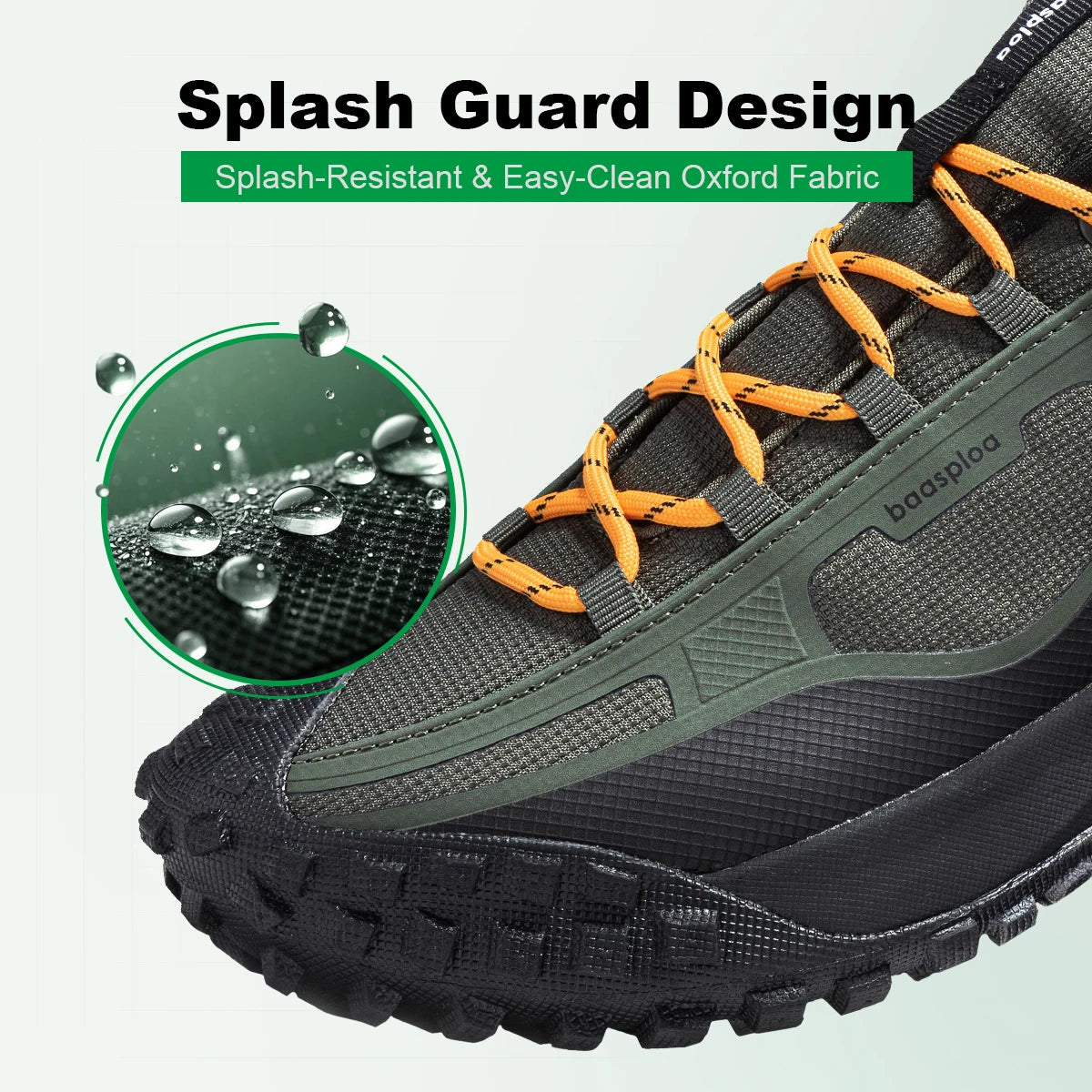 Baasploa Men Hiking Shoes Casual Lightweight Lace-Up Walking Shoes Male Outdoor Waterproof Camping Resistant Non Slip Sneakers