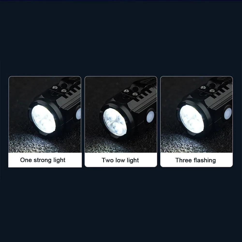 Mini LED Flashlight USB C Rechargeable IPX4 Waterproof Small Flashlights 3 Light Modes Hat Clip Light for Camping EDC Night Ride