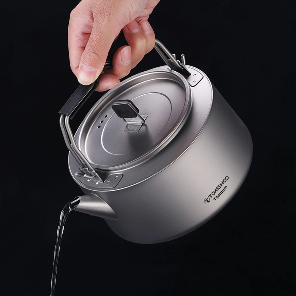 Tomshoo 600/1000ml Coffee Kettle Portable Ultralight Titainum Camping Water Kettle Outdoor Coffee Pot Teapot Home Hiking Picnic