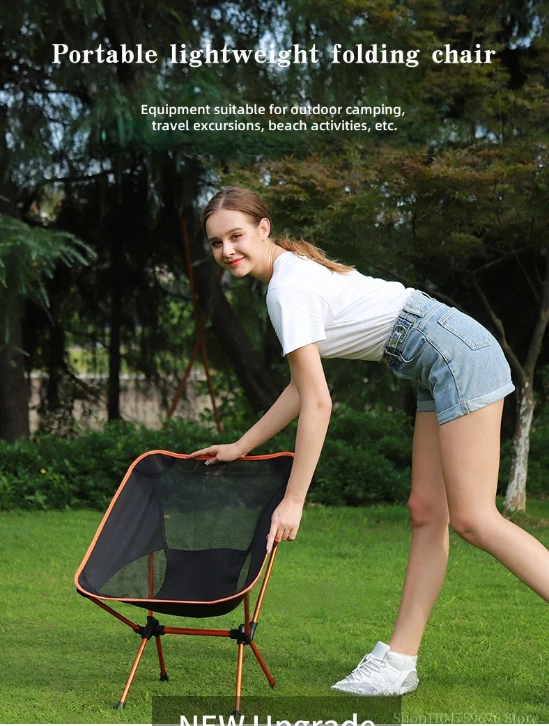 Portable outdoor folding chair, ultra-light camping chair, beach leisure lounge chair, outdoor fishing chair, hiking beach tools