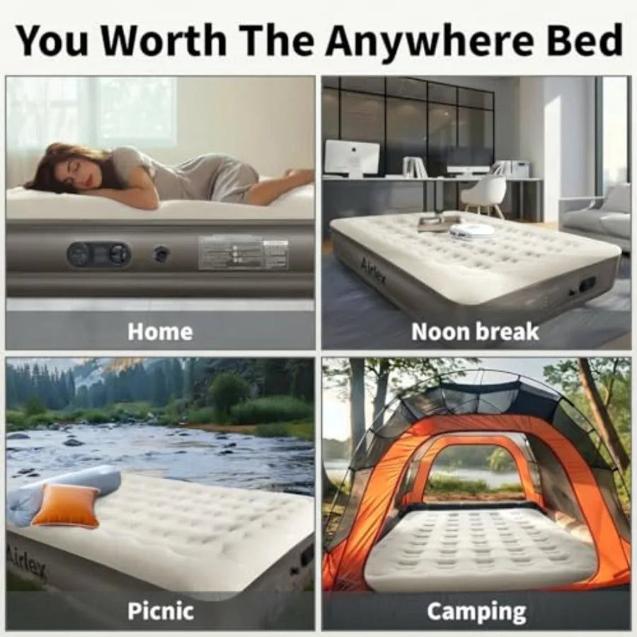 Air Mattress Queen Size Inflatable Camping Air Bed Inflating Mattress Blow Up Bed 80L*60W*6H Airbed Mattress Portable Inflatabl