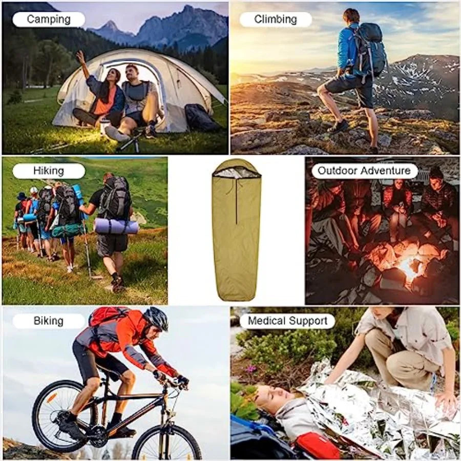 Emergency Sleeping Bag Thermal Bivvy Lightweight Survival Sleeping Bags Thermal Bivy Sack Portable Compact Waterproof Reusable