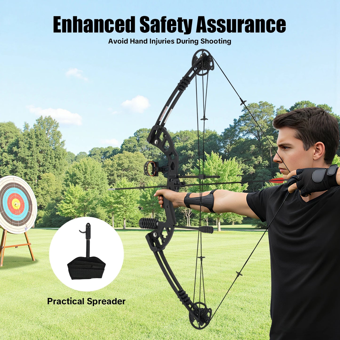 Compound Bow for Adults Right Hand with 12 Arrows and Hunting Kit Draw weight and cams Fully Adjustable for Hunting Training