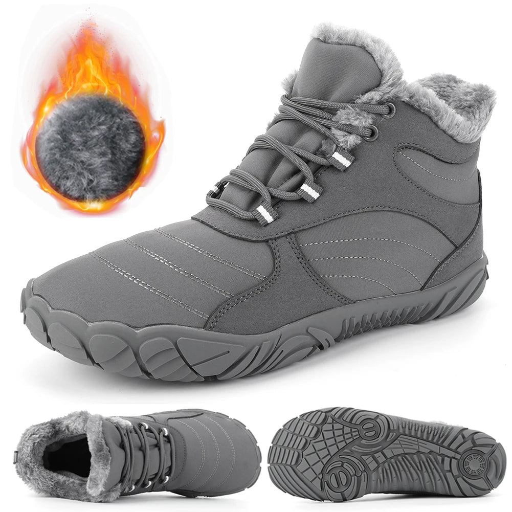 Warm Hike Shoes Non-Slip Waterproof Warm Fur Lined for Women Men (Grey 43)