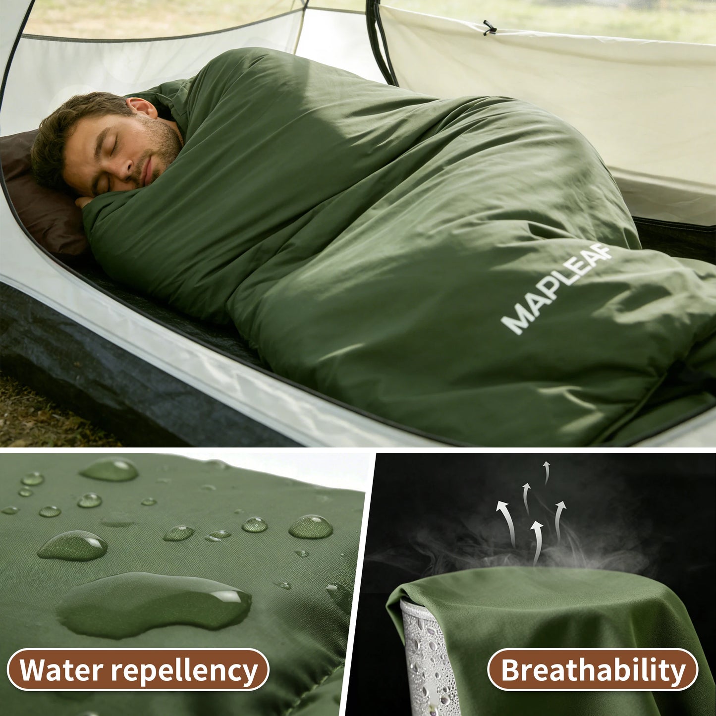 MAPLEAF Portable Sleeping Bag Waterproof Splicable Lightweight Compact Compression Sack Camping Hiking Climbing