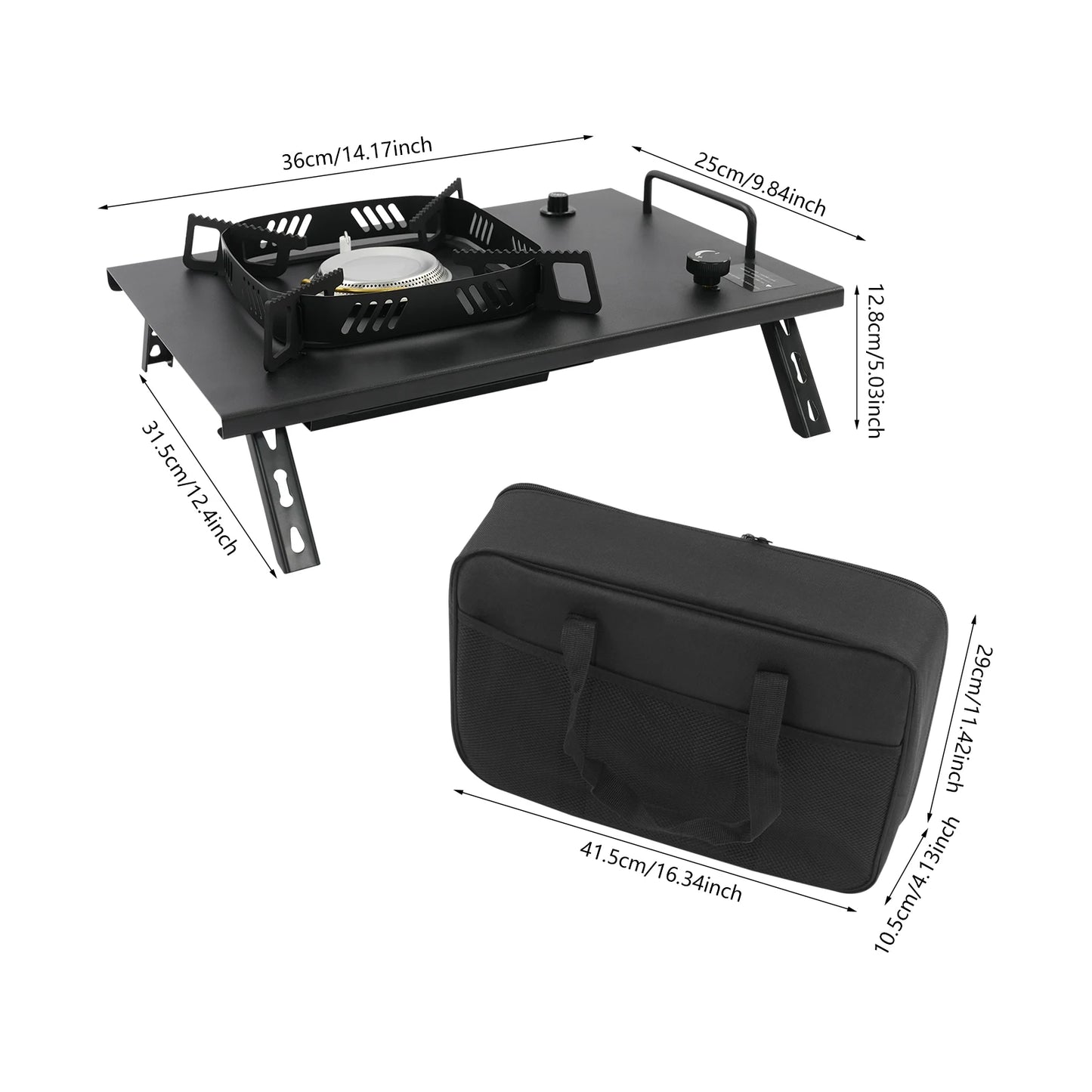 Foldable Camping Gas Stove 2700W, Outdoor Portable Stove with Carry Bag, Wind Shield & Piezo Ignition for BBQ Camping