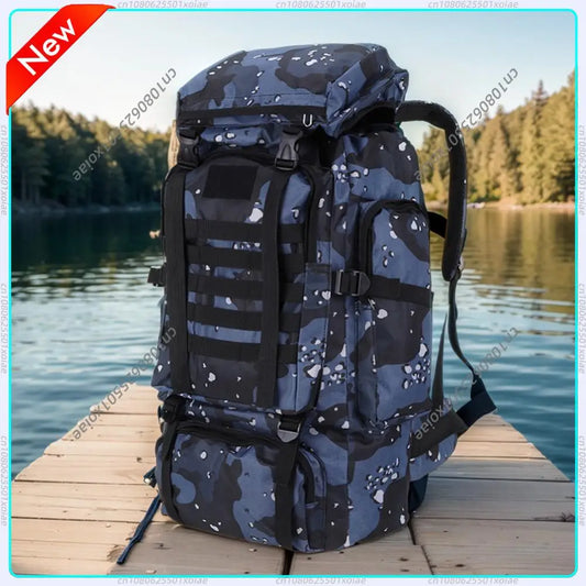 80L Mountaineering Backpack 600D Oxford Cloth Trekking Backpack Multiple Pockets Mountain Climbing Rucksack Travel Accessories