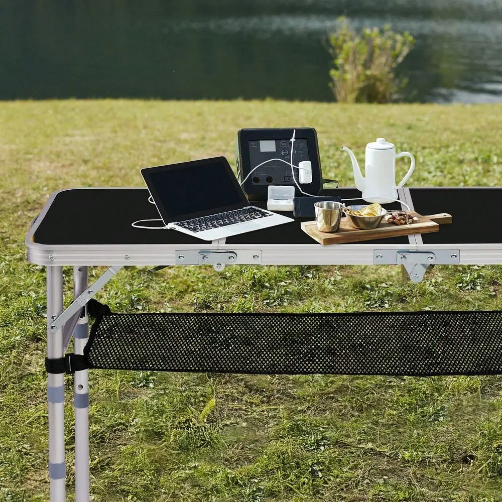 Folding Camping Table, 3ft Portable Pinic Table With 3 Adjustable Height, Small Aluminum Foldable Lightweight Patio Side Table