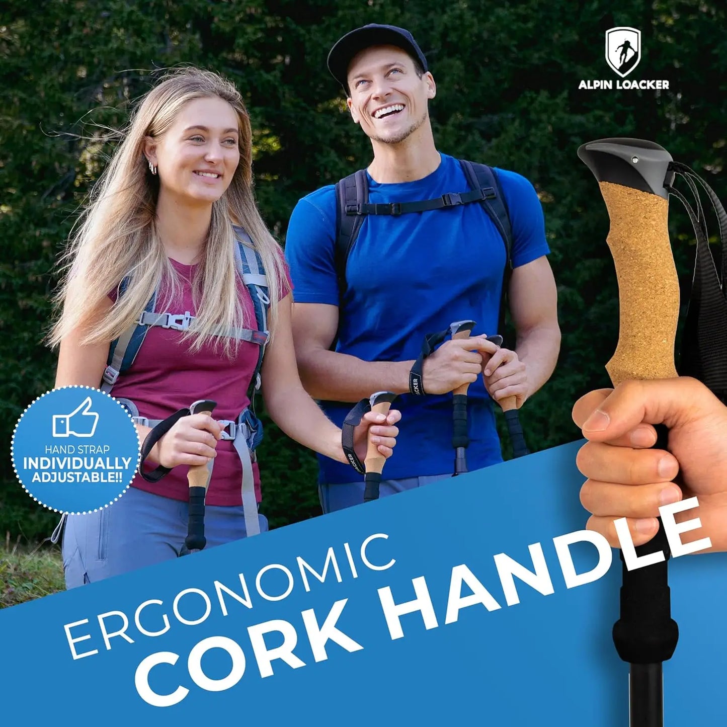 Collapsible Trekking Poles: Ultra Lightweight Carbon/Aluminum, Adjustable for Hiking & Walking