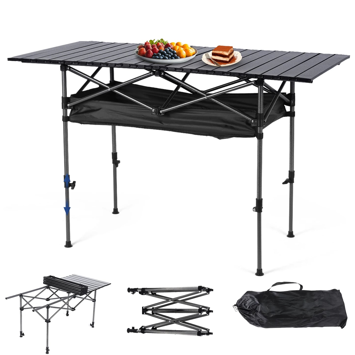 Outdoor Folding Table Lightweight Camping Lifting Table Large Capacity Ultralight Dinner Desk for Picnic Camping Trip Beach BBQ