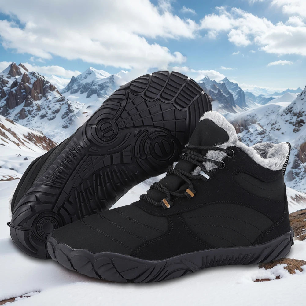 Warm Hike Shoes Non-Slip Waterproof Warm Fur Lined for Women Men (Black 40)