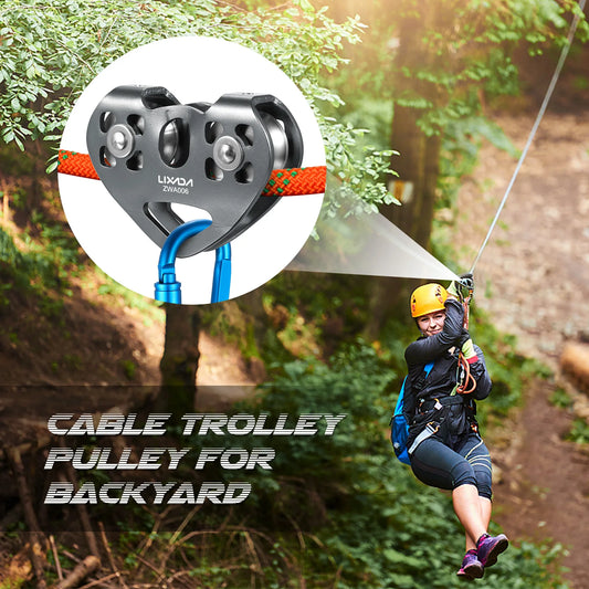 Ball Bearing Pulley Lixada 30kN Cable Trolley Pulley with Ball Bearing Climbing Caving Aloft Work