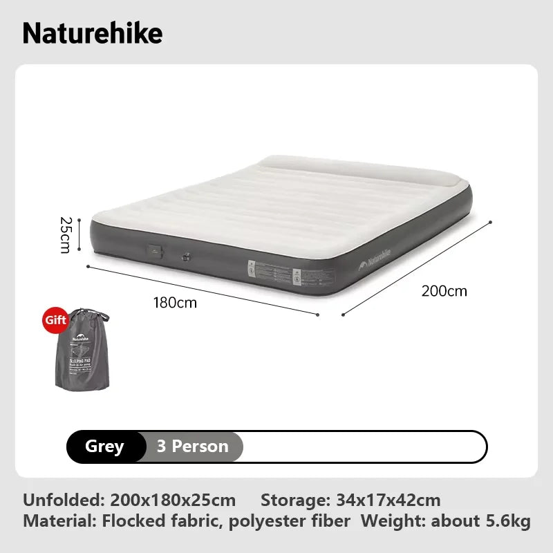 Naturehike Self Inflating Mattress Camping 2/3 Person Air Mat Built In Pump Sleeping Mat With Pillow Home Mattress