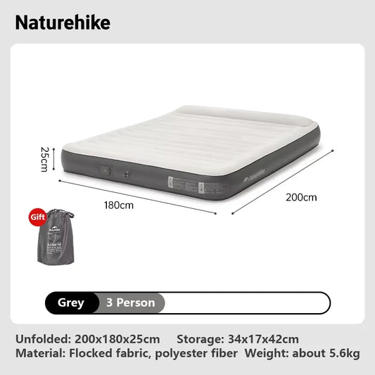 Naturehike Self Inflating Mattress Camping 2/3 Person Air Mat Built In Pump Sleeping Mat With Pillow Home Mattress