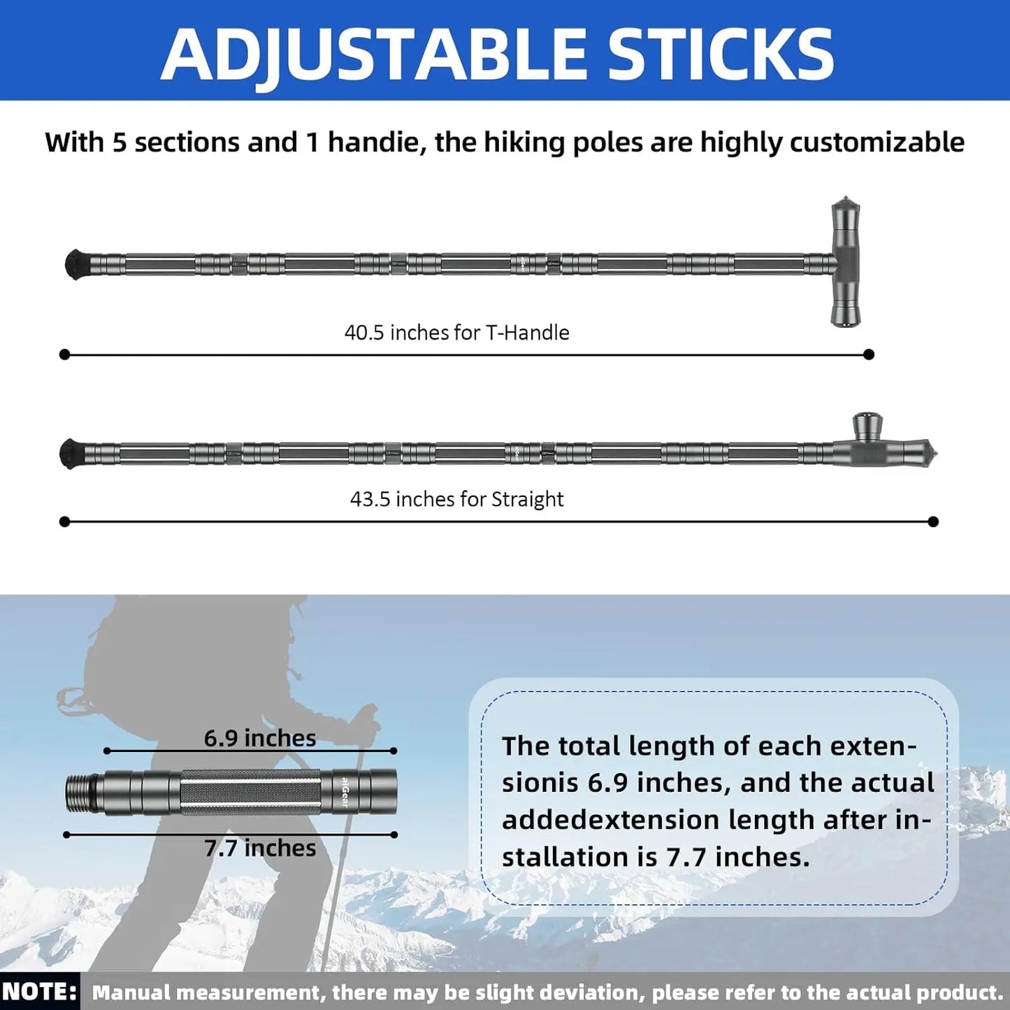 Adjustable Hiking Stick with Fire Starter - Durable Trekking Pole for Camping and Outdoor Adventures
