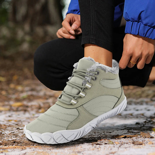 Warm Hike Shoes Non-Slip Waterproof Warm Fur Lined for Women Men (Green 43)