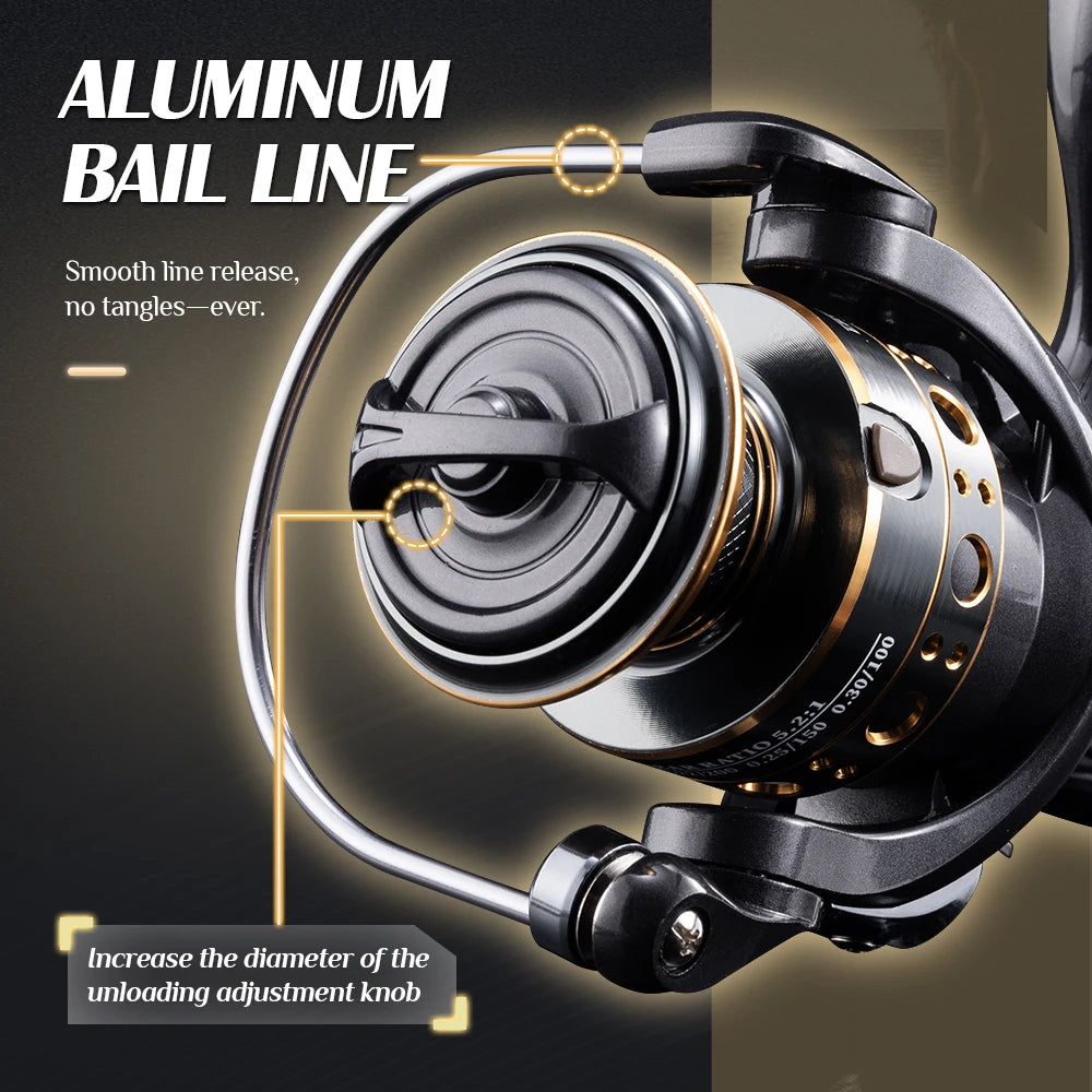 Rooblinos BK Real 4+1BB Ultralight Max Drag Fishing Reel Fishing Wheel Handle Carp Fishing Reel Saltwater Freshwater Fish
