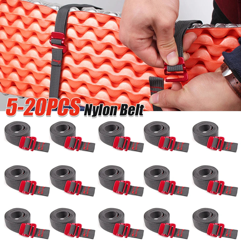 5-20PCS 1.5m Cord Tape Nylon Rope with Quick Release Hook Hiking Climbing Tension Belts  Buckle Tie-Down Belt Cargo Straps