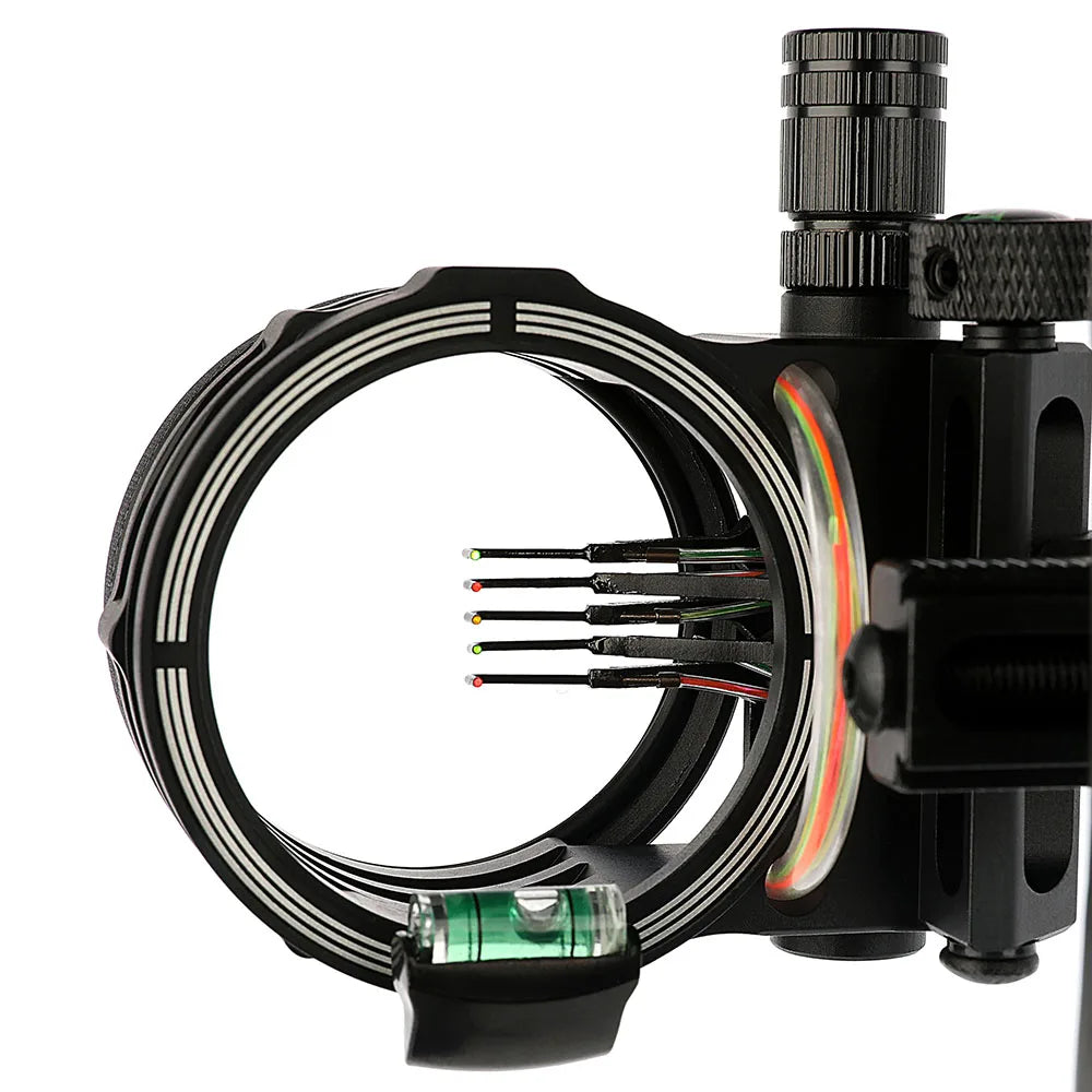 Five Pin Compound Bow Sight Archery Sight CNC Aluminum Alloy 0.019“ Optical Fiber Left Right Hand Hunting Bow Accessories