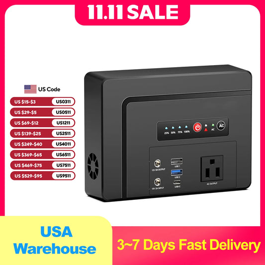 Powkey Portable Power Station 100W/97.68Wh, Power Bank with AC Outlet 26400mAh Fast Charging Battery Pack for Outdoor Camping RV