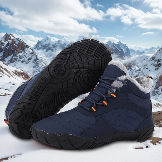 Warm Hike Shoes Non-Slip Waterproof Warm Fur Lined for Women Men (Dark Blue 42)