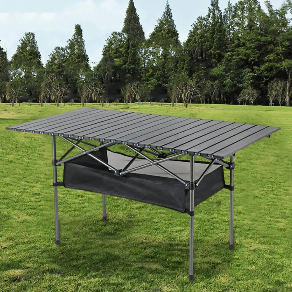 120CM Outdoor Folding Table with Mesh Bag Heavy Duty Strong Load Capacity Lightweight Camping Hiking Backpacking Picnic BBQ Port