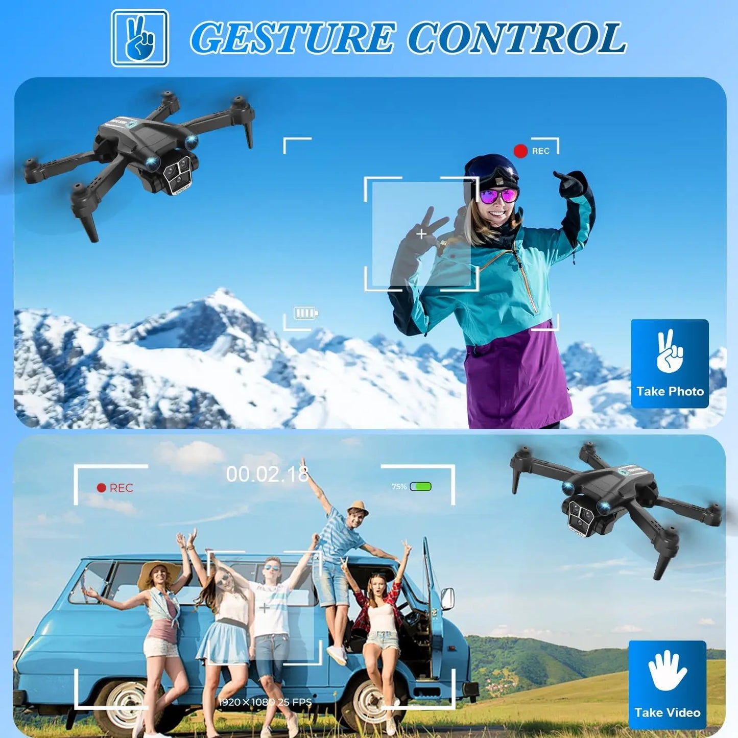 1080P HD Camera Drone for Beginners, Foldable Quadcopter with 2 Batteries & Case, Stable Flight