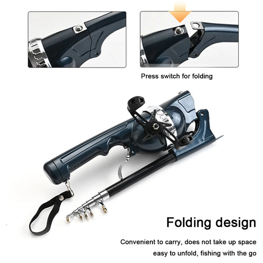Portable Folding Fishing Rod Telescopic Travel Rods with Reel Line Spinning Rod Carbon Fiber for Outdoor Fishing Gifts for Men