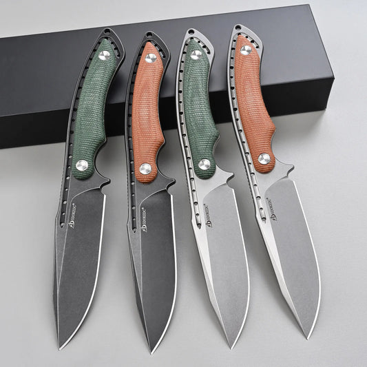 SDOKEDC High Quality 14C28N Steel Fixed Blade Knife, Micarta Handle Outdoor Survival EDC Tool For Camping Fishing Cutting