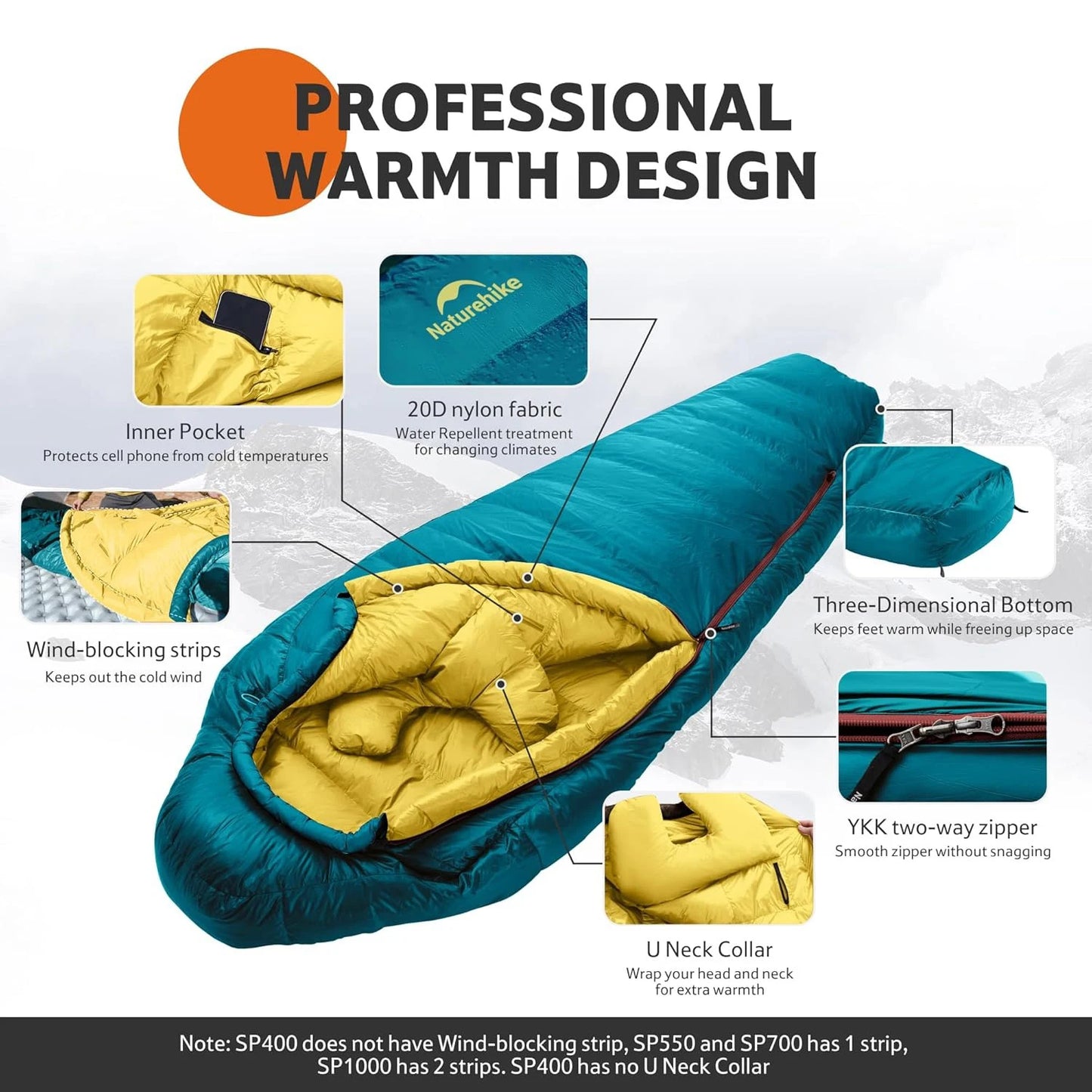 Snowbird Sleeping Bag Duck Down 650FP Mummy Sleeping Bag for Adults Cold Weather for Outdoor Hiking Travel Ultralight
