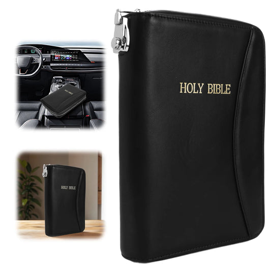 Lockable Soft Pistols Case Holy Bible Leather Gun Bags Concealment Organizer for Glocks&Small Handguns Storage