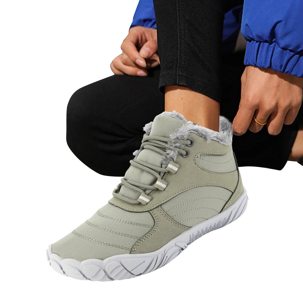 Warm Hike Shoes Non-Slip Waterproof Warm Fur Lined for Women Men (Green 38)