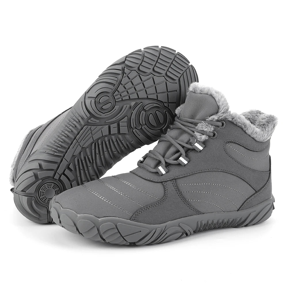 Warm Hike Shoes Non-Slip Waterproof Warm Fur Lined for Women Men (Grey 41)