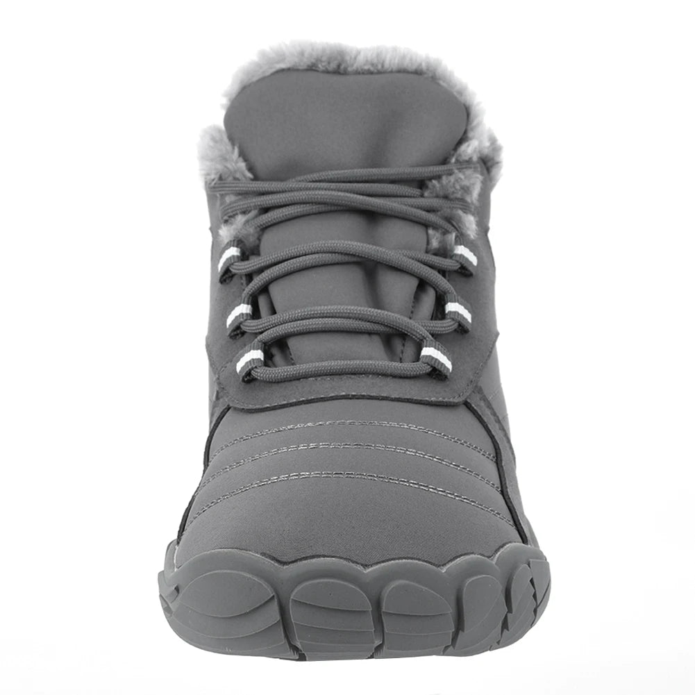 Warm Hike Shoes Non-Slip Waterproof Warm Fur Lined for Women Men (Grey 42)