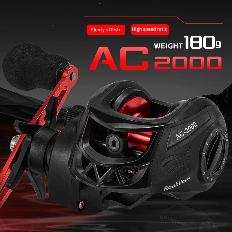 Rooblinos AC 6.3:1 7+1BB Baitcaster Fishing Reel Bait Caster Baitcasting Reel Fishing Tackle