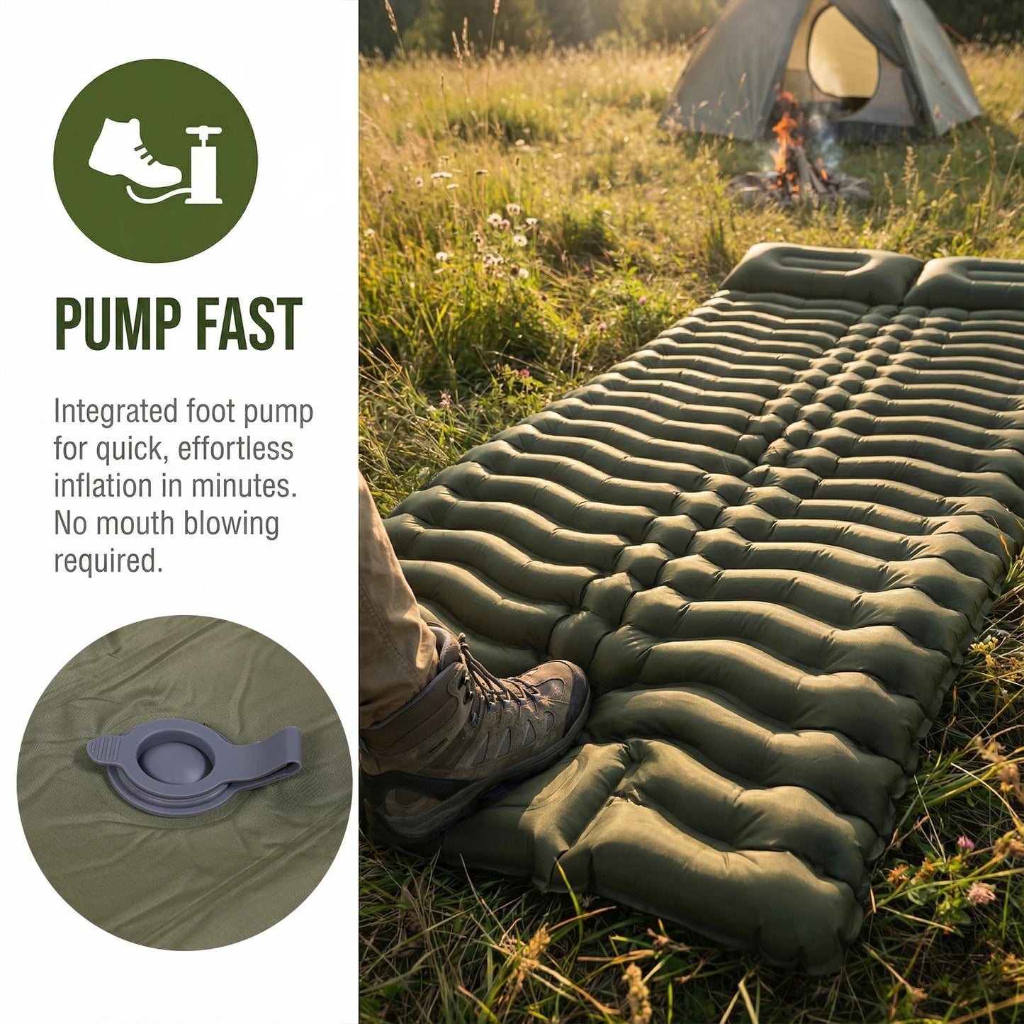 Camping Sleeping Mat Double Inflatable Mattress Extra Wide Sleeping Pad Ultralight Folding Bed Sleeping Mat Travel Outdoor Mat