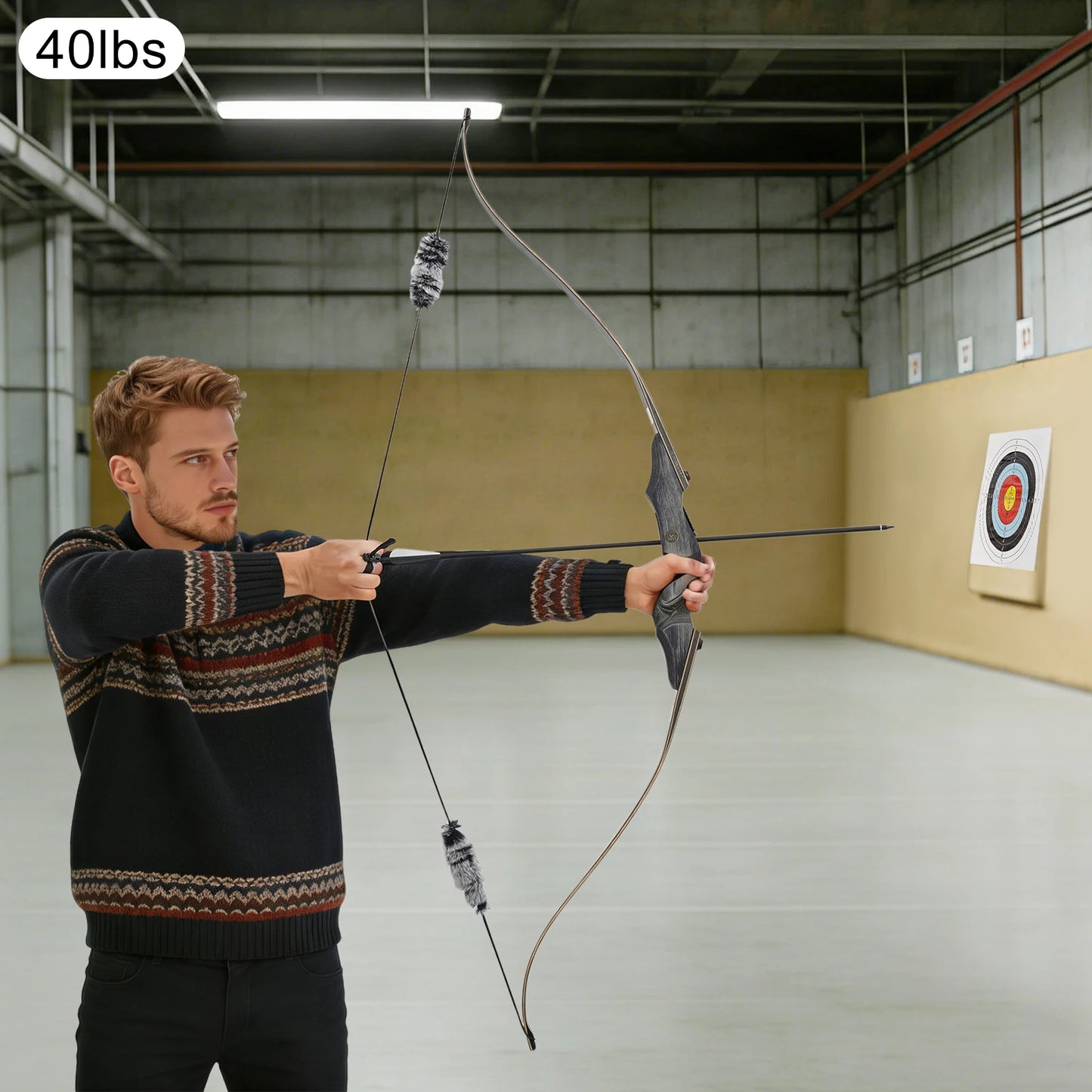 18.14kg/40lbs Takedown Recurve Bow, Wooden Recurve Bow, Recurve Bow Kit Used to Practice Basic Archery Posture, Aiming, and Release Techniques in a Backyard or at a Shooting Range