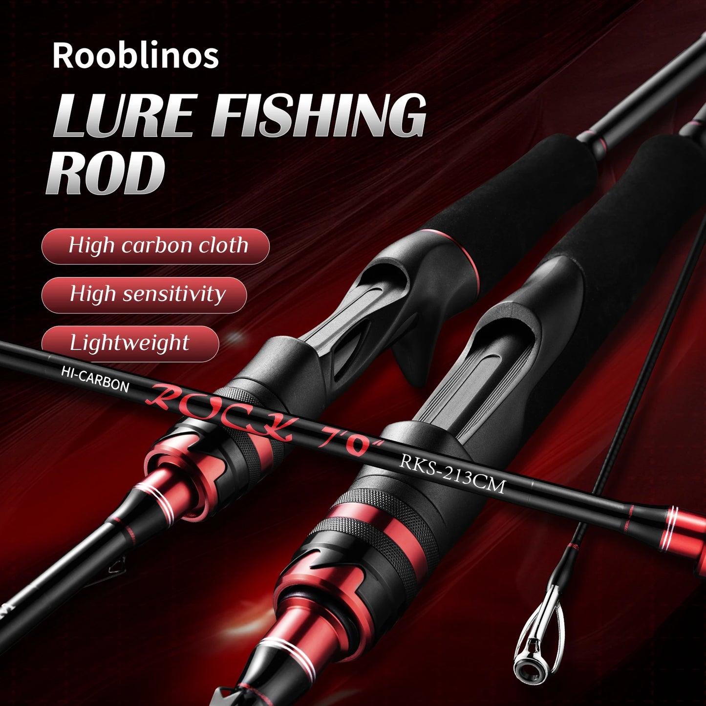 Rooblinos ROCK Lure Fishing Rod 1.98m 2.13m 3.0m Spinning Casting Freshwater Rod 3 Section Casting Fishing Rod Carbon Fiber