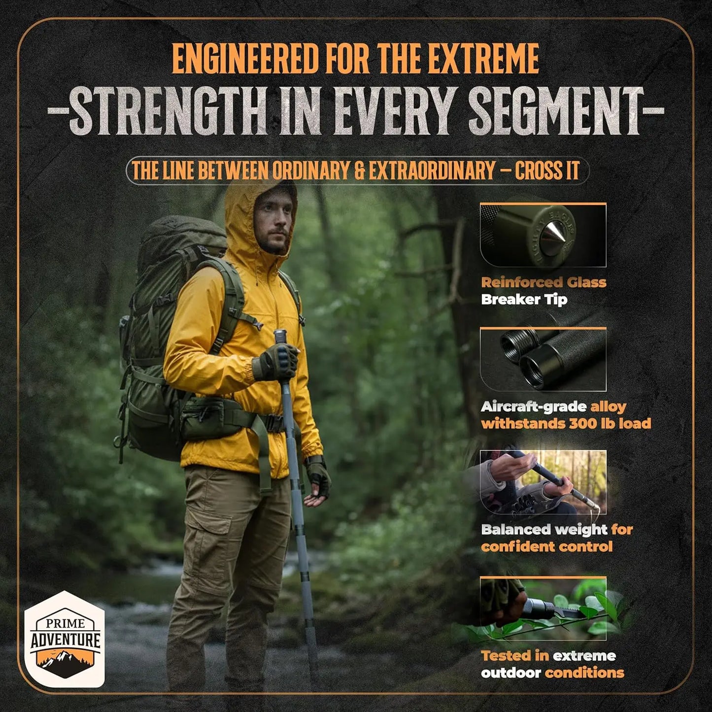 15-in-1 Tactical Survival Walking Stick & Hiking Staff – Heavy-Duty Collapsible Multitool for Camping