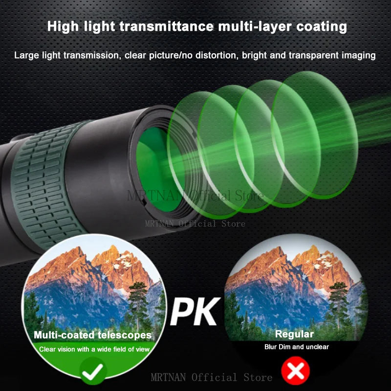 Metal 10-300x40 Zoom HD Telescope Portable Strong Binoculars Long Range Professional Monocular BAK4-Prisms For Hunting Camping